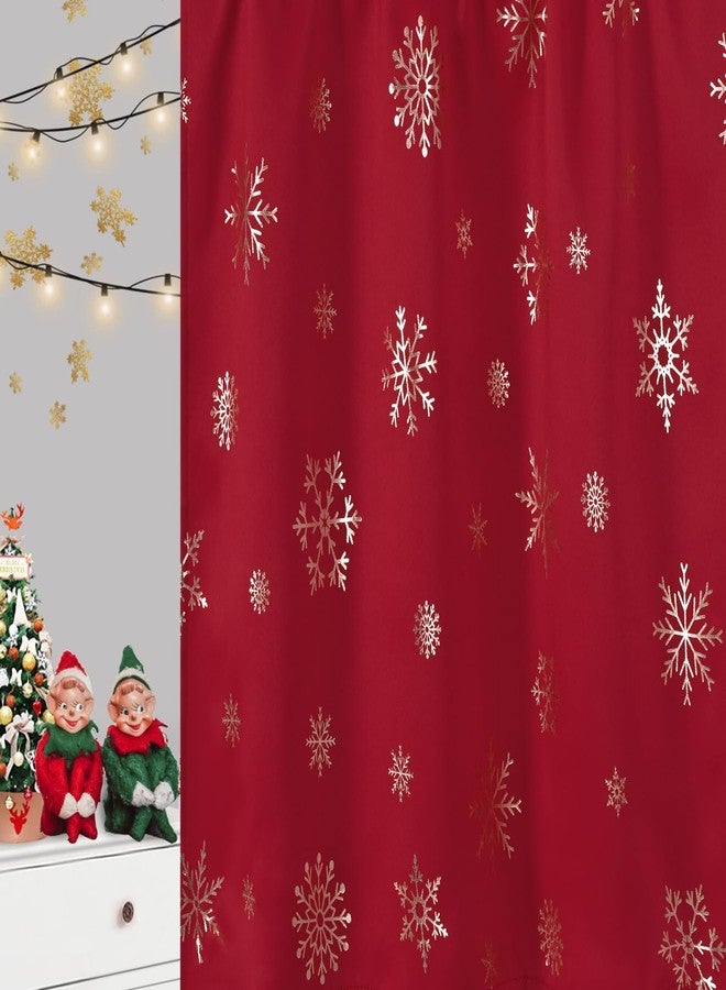 FRAMICS Snowflake Foil Print Tier Curtains - 36 Inch Length, Rod Pocket Red Christmas Curtains for Kitchen, 26" W x 36" L, 2 Panels - Image 4